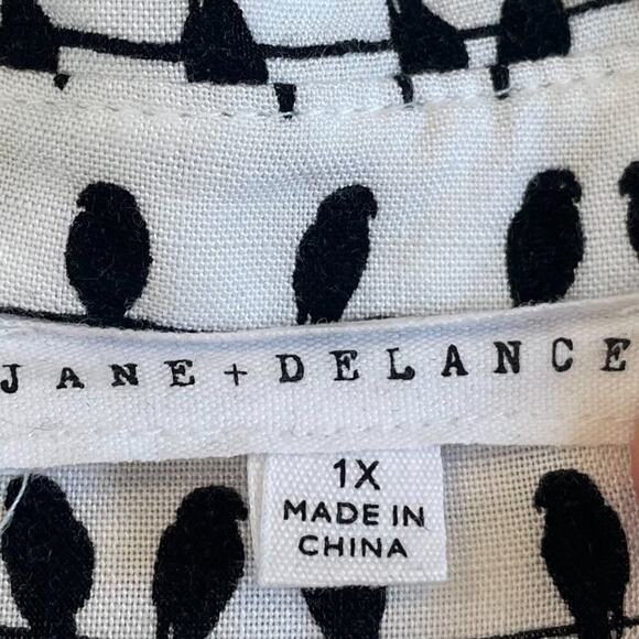 Jane & Delancey Birds on a Wire Long Sleeve Roll Tab Button Down Tunic, 1X - Picture 6 of 10